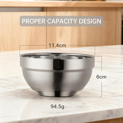 Stainless Steel Bowl Set: 500 ml Cereal Bowl, Set of 10 with Gift Box Included. Double Walled Insulated & Dishwasher Safe, Durable Deep Soup Bowl, Suitable for Home Kitchen & Child (Silver)