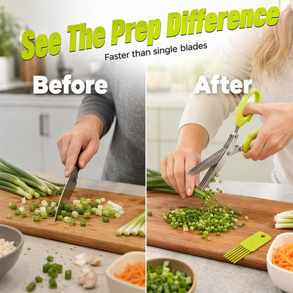 2026 New Herb Scissors with 5 Thickened Sharp Blades (Green)