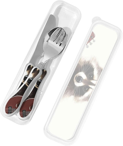 3-Piece Kids Silverware Set With Storage Case, Stainless Steel Reusable Children Safe Knife Spoon Fork Set Long Haired Dachshund Children Flatware Set For Kids Lunch Box