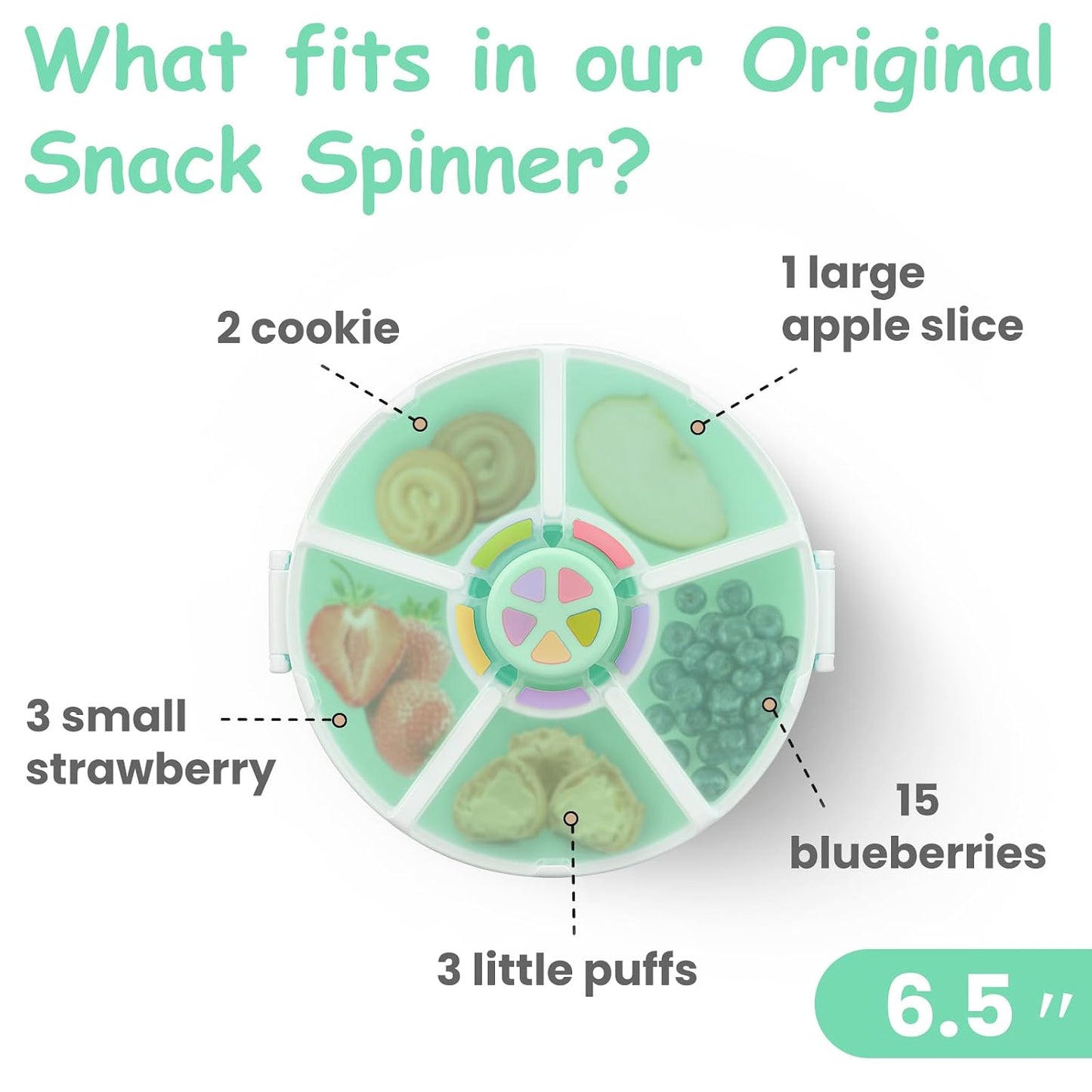JOOPETALK Kids Reusable Rotating Snack Container with 5 Separate Compartments, Color Matching Opening Lid, BPA/PVC-Free, Dishwasher Safe, Perfect for Travel, School Lunches & On-the-Go Snacking-Purple