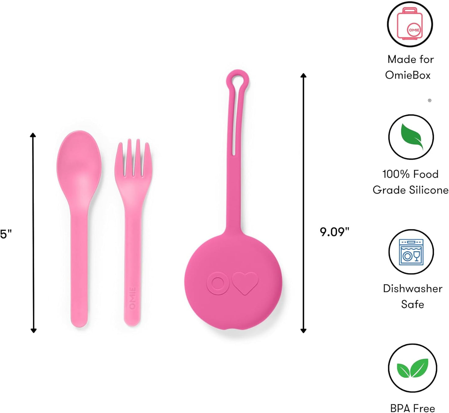 Omie OmieBox Kids Utensils Set with Case - 2 Piece Plastic, Reusable Fork and Spoon Silverware with Pod for Kids (Mint Green)