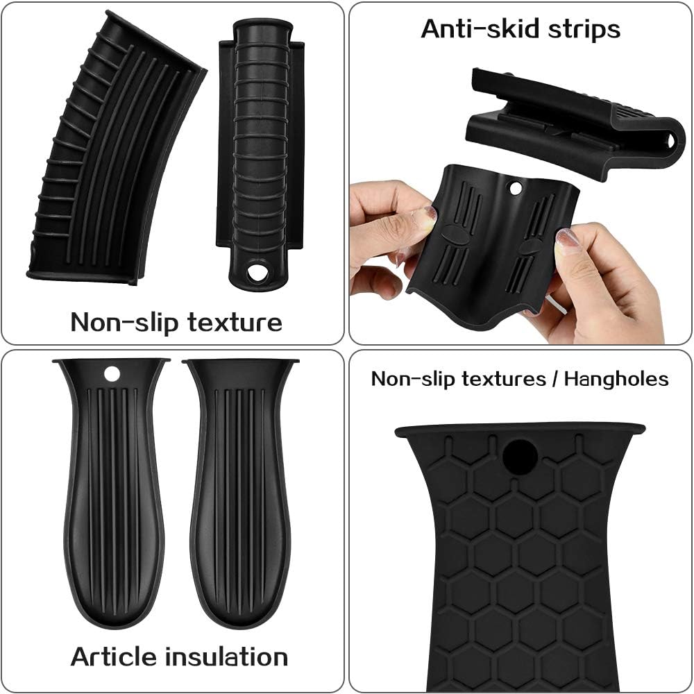 Silicone Hot Handle Holder, Heat Resistant Potholder Cookware Handle Cast Iron Skillets Handles Grip Covers for Cast Iron Skillet