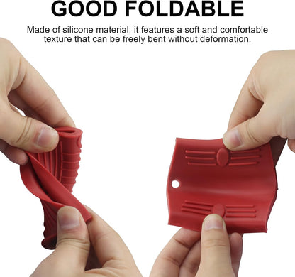 4 PCS Silicone Pot Handle Holders, Hot Skillet Handle Covers for Cast Iron Pans - Heat Resistant Non-Slip Grip Sleeves for Frying Pans, Griddles(Red)