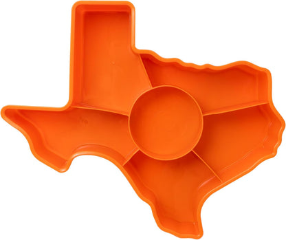 KOLORAE Texas Serving Tray - 6 Compartment Texas Snack Tray w/Dressing Cup. Great for Entertaining. Veggie Tray. Fruit Tray. Snack Tray. Entertaining Platter. Party Serving Platter, Large, White