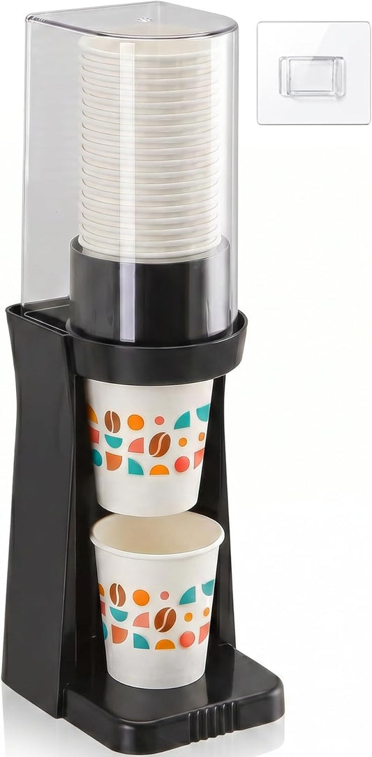 Cup Dispenser for 4oz-7oz Disposable Paper Plastic Cups, Wall Mount & Desktop Cup Holder, 30-Cup Pull Type Organizer for Water Cooler, Office, Home, RV, Gym (White)