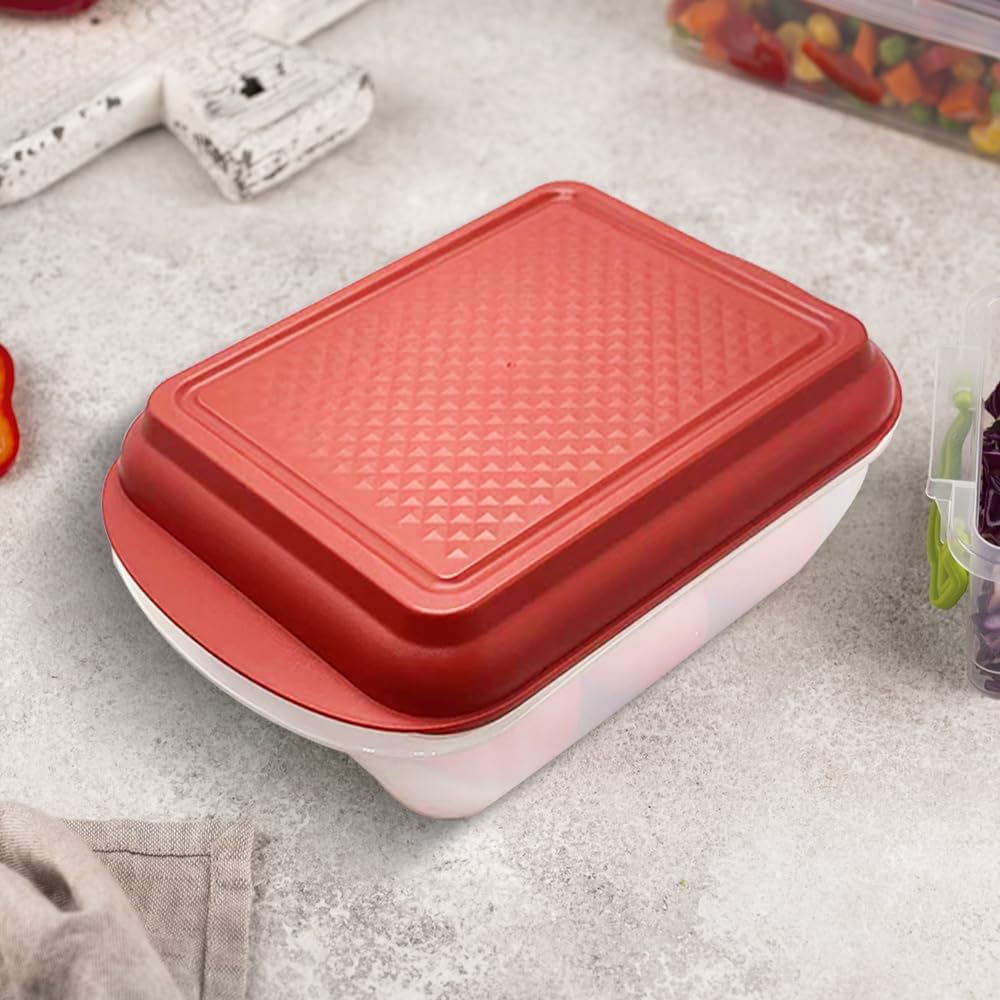 Large Marinade Container with Pyramids Carving Board Style Lid | Grill Prep and Deep Serve Tray | Microwave & Oven Safe Serving Platter Ideal Storing BBQ Meat, Vegetables,Roasting Turkey & Chicken