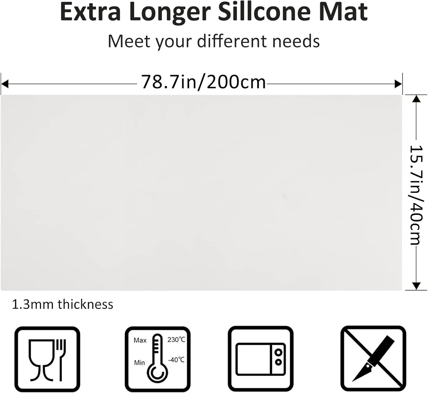 Silicone Mat Heat Resistant Mats for Countertop, Large Silicone Mats for Crafts Kitchen Counter Workbench Table protector, Size 36x24 inches Thick 2mm,Rolled Package,Light Blue