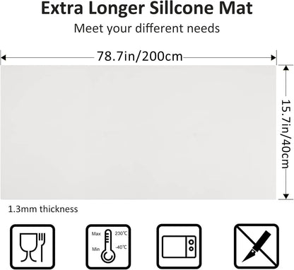 Silicone Mat Heat Resistant Mats for Countertop, Large Silicone Mats for Crafts Kitchen Counter Workbench Table protector, Size 36x24 inches Thick 2mm,Rolled Package,Light Blue