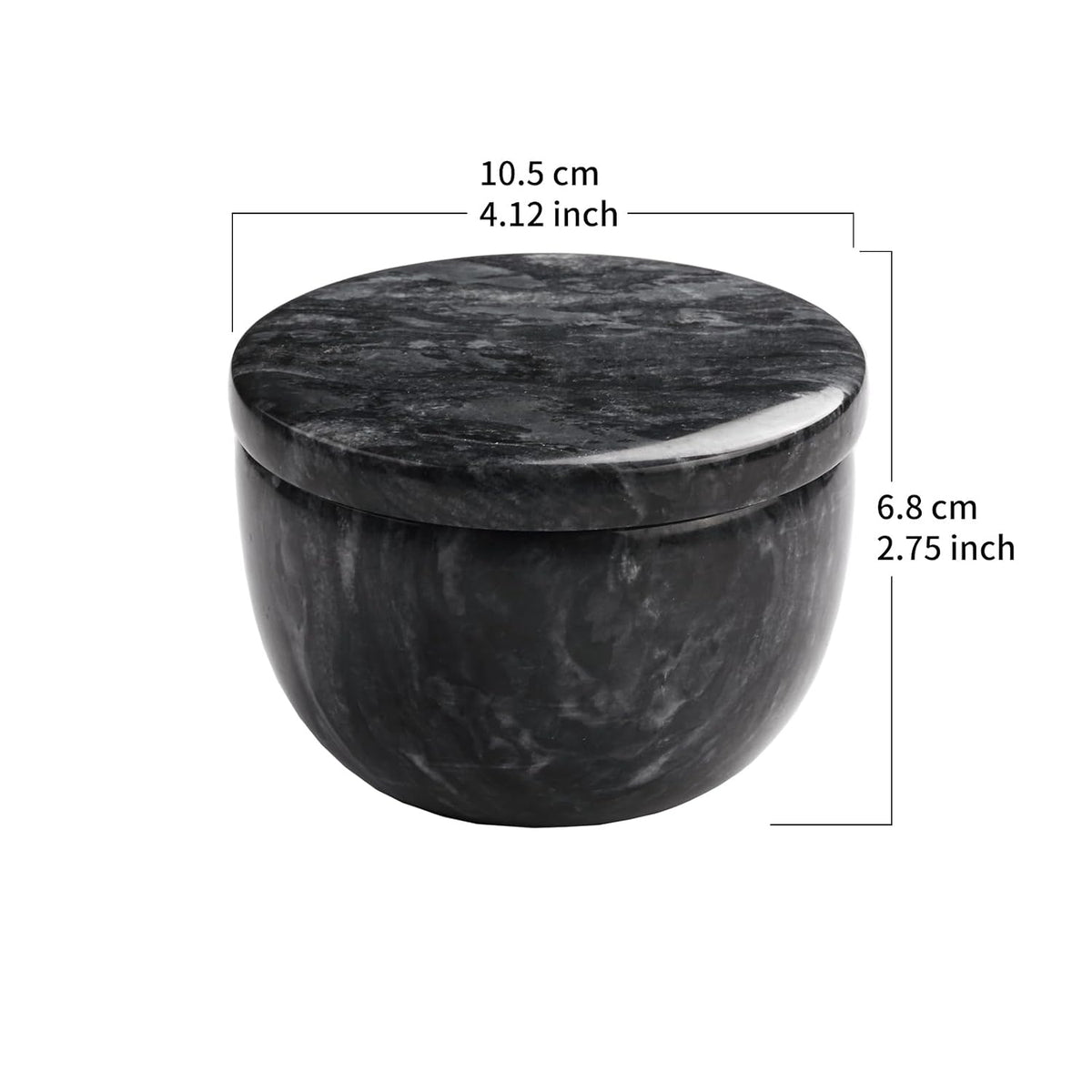 jalz jalz Acacia Wood Salt Cellar with white Marble Lid, 10oz Pinch Pot & Spoon