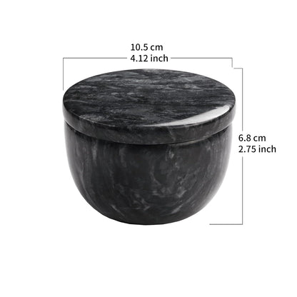 jalz jalz Acacia Wood Salt Cellar with white Marble Lid, 10oz Pinch Pot & Spoon