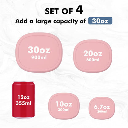Anatole Silicone Food Storage Lunch Bento Box Set of 3 Reusable Nesting Containers with Lids BPA Free Dishwasher Microwave Oven Freezer Safe Leakproof (6.7oz, 10oz, 20oz)