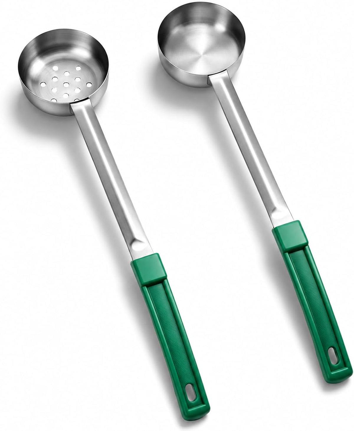 2PCS Portion Control Serving Spoons Set, Restaurant Measuring Serving Ladle Utensils, Portion Scoops for Food, Portions Control Slotted and Unslotted Scoops for Measuring Servings Ladle Utensils