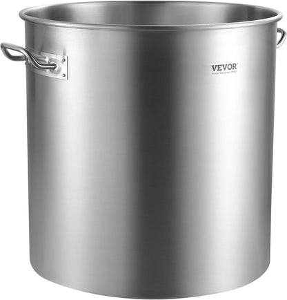 VEVOR Stainless Steel Stockpot, 42 Quart Large Cooking Pots, Cookware Sauce Pot with Strainer, Lid, and Handle, Heavy Duty Commercial Grade Stock Pot, Sanding Treatment, for Large Groups Events Silver