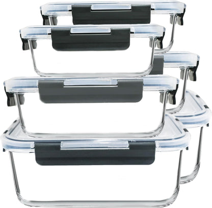 M MCIRCO 67.4oz(8.3 cup), 33.8oz(4.2 cup)& 18.6oz(2.1 cup) Extra Large Glass Food Storage Containers Set with Lids, 6 Pack Airtight Glass Storage Container for Microwave,Oven,Freezer Dishwasher