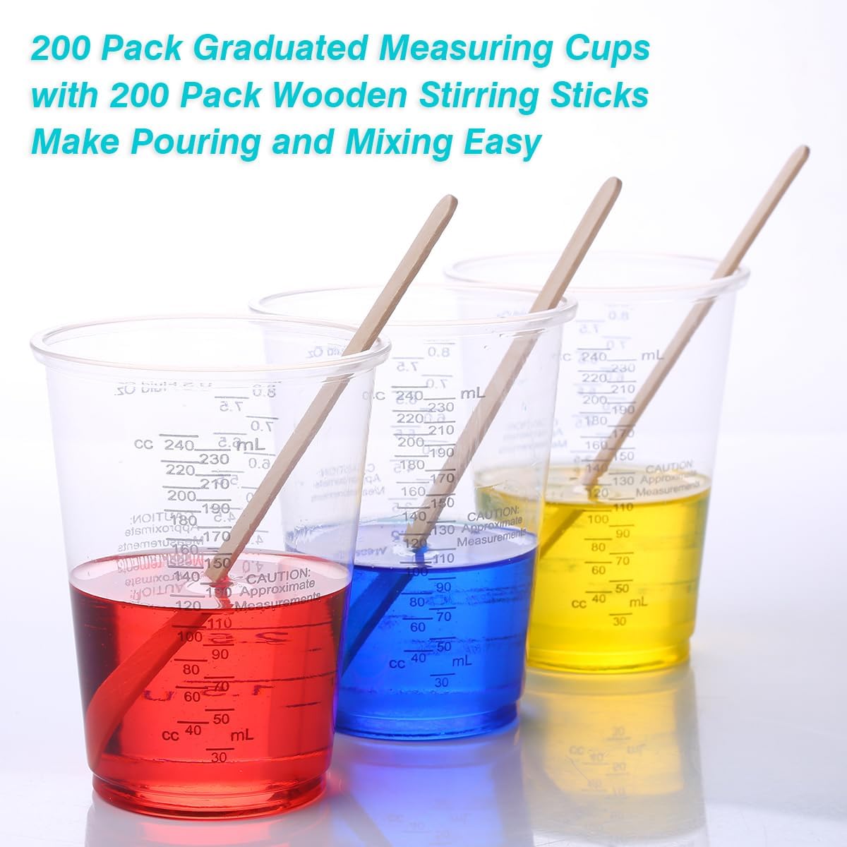 8oz Graduated Clear Plastic Measuring Cups