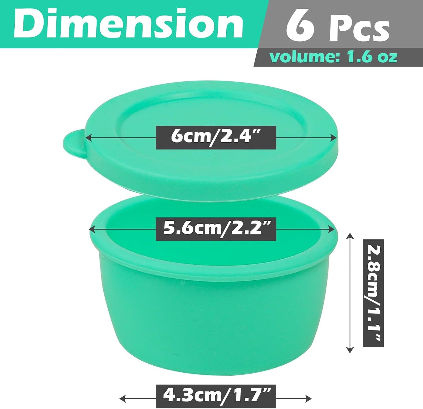 Webake 3" Silicone Pinch Bowls for Cooking Prep, 2oz Small Dipping Bowls Sauce Condiment Containers with Lids, BPA Free Set of 8