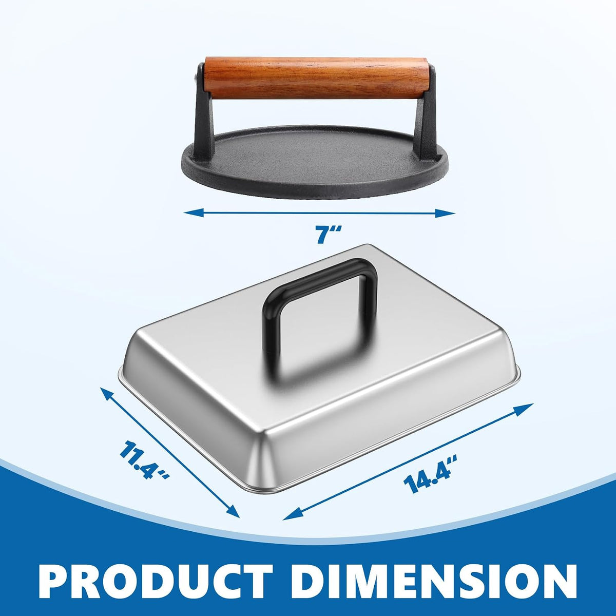 Square Cast Iron Burger Press Smash Griddle Cooking Weight for Blackstone