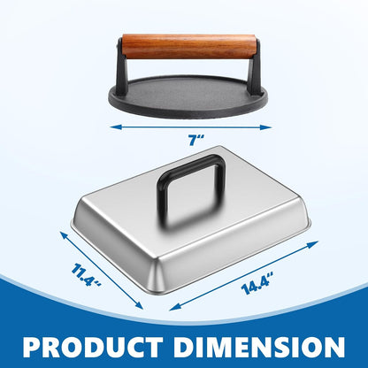 Square Cast Iron Burger Press Smash Griddle Cooking Weight for Blackstone