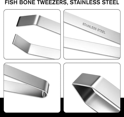 Fish Bone Tweezers with Flat Pin Bone Remover Tweezers