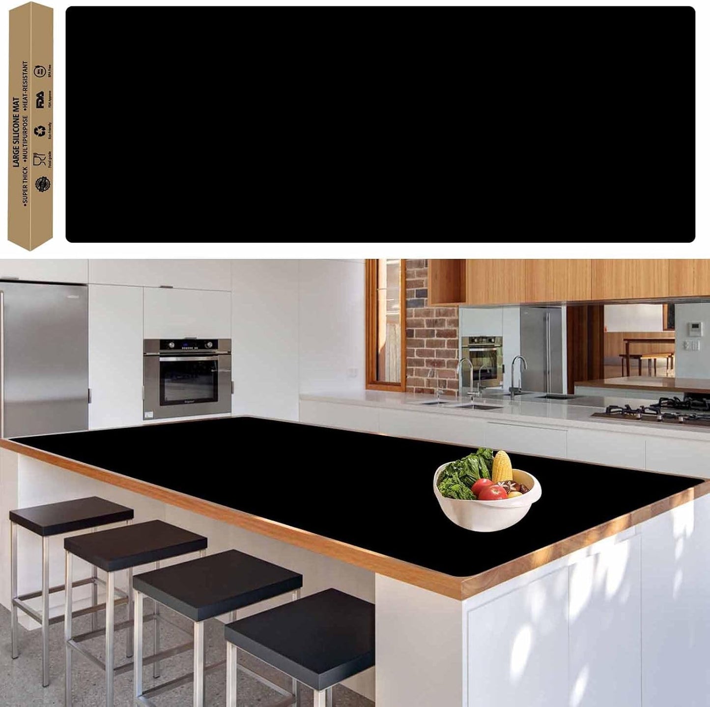 78.7"x23.6" Large Silicone Mat for Kitchen Counter, Heat Resistant Non-Slip Countertop Protector, Waterproof Silicone Craft Mat for Kitchen Island, Semitransparent