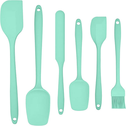 6 Pieces Silicone Spatula Set, Rubber Spatulas Silicone Heat Resistant Spatula Set for Kitchen Use, Food Grade Rubber Spatula with Ergonomic Grip, Cooking, BPA Free Dishwasher Safe(black)