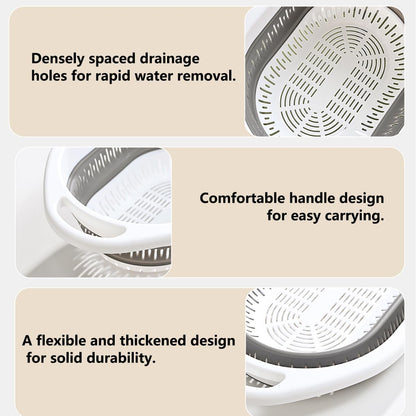 2-Pack Collapsible Silicone Colander Strainer, Foldable Kitchen Sink Basket for Washing Vegetables & Pasta, Space Saving & Dishwasher Safe, Kitchen Essentials