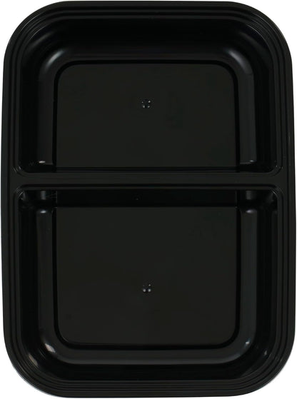 IRIS USA Meal Prep Containers, 36oz - 50 Pack (100-Piece) 3-Compartment Reusable Food Storage Containers with Lids, Plastic Kitchen Food Prep To Go Lunch Box, Microwave Freezer Dishwasher Safe, Black