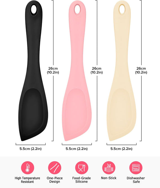 Silicone Spatula Scraper Set, Food Grade Rubber Spatulas, 3 Pack (10.2inch)