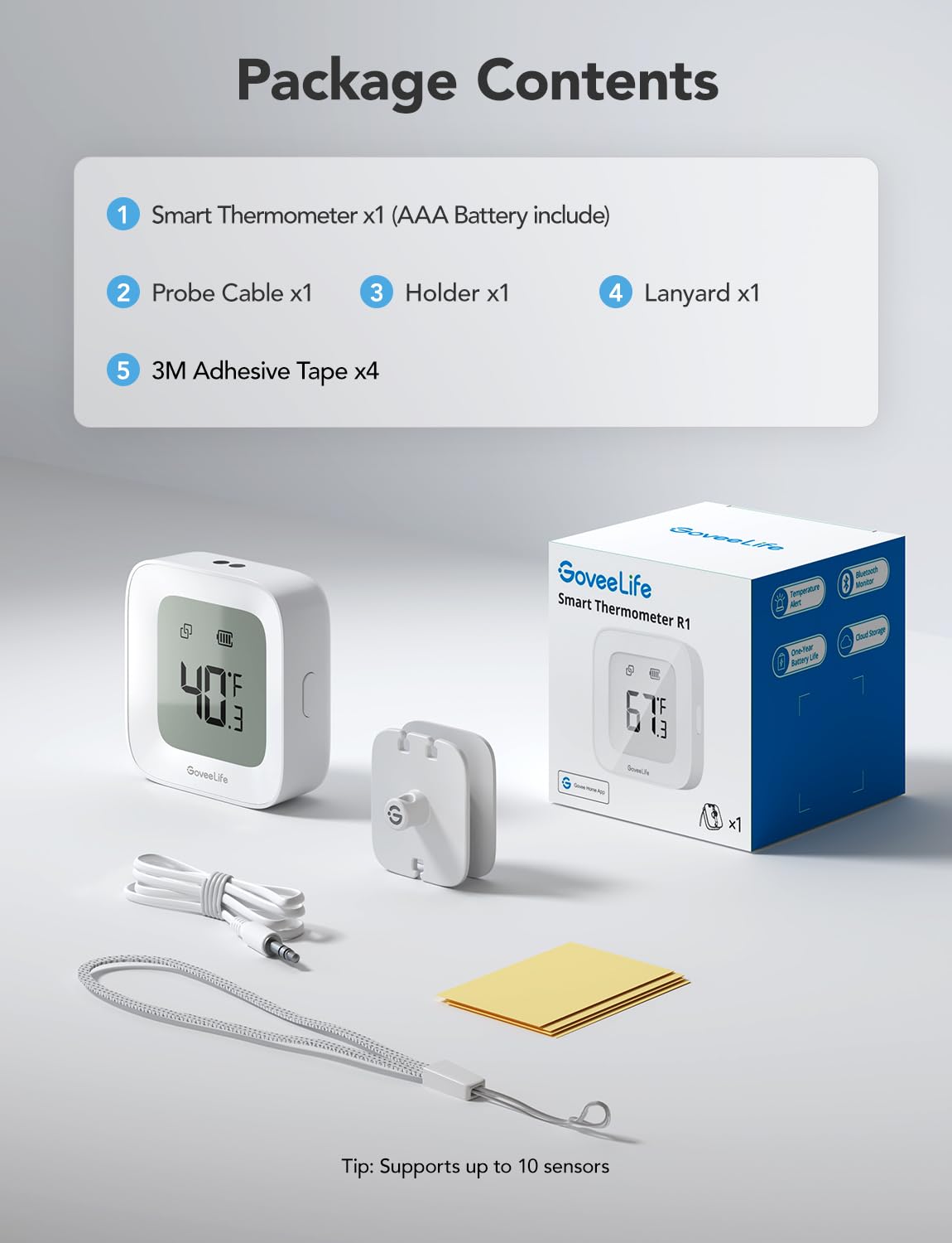 GoveeLife Bluetooth Refrigerator Thermometer with LCD Disaplay