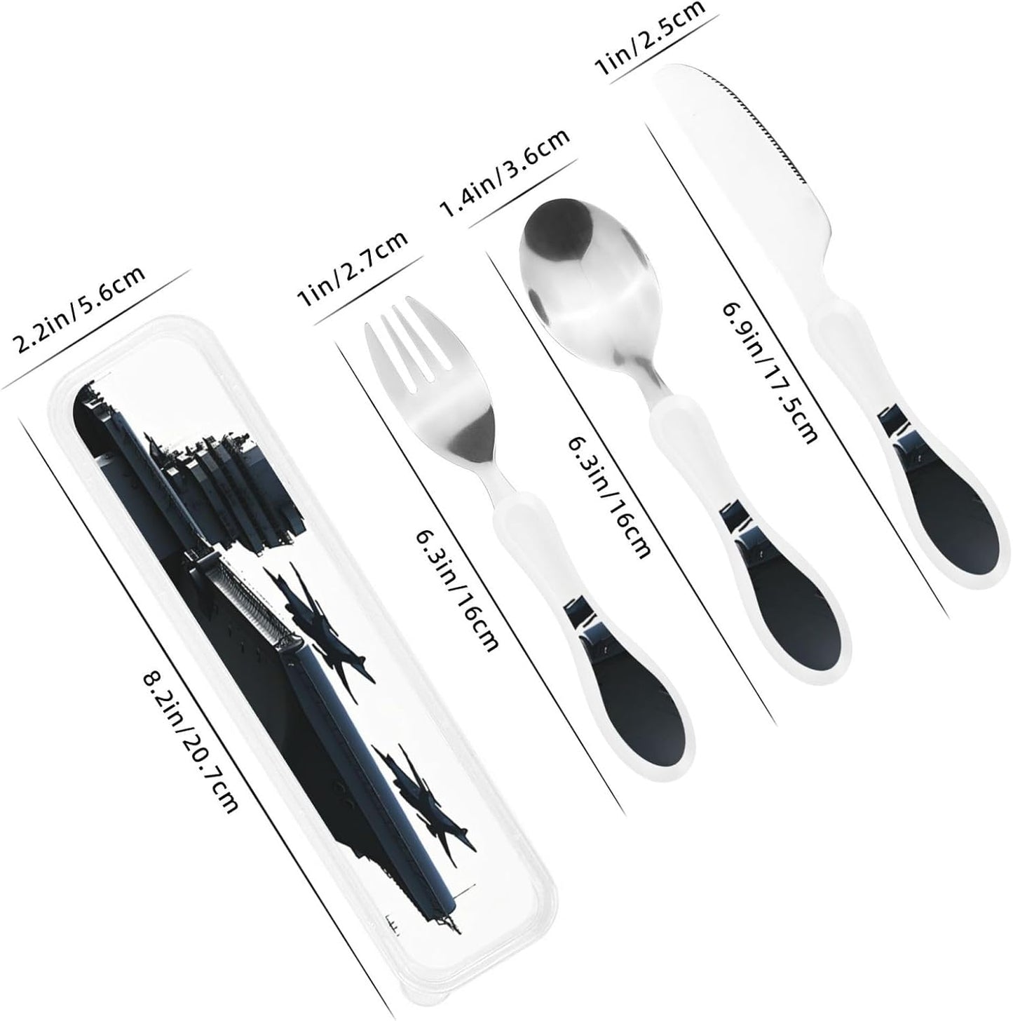 3-Piece Kids Silverware Set With Storage Case, Stainless Steel Reusable Children Safe Knife Spoon Fork Set African Lion Black And White Children Flatware Set For Kids Lunch Box