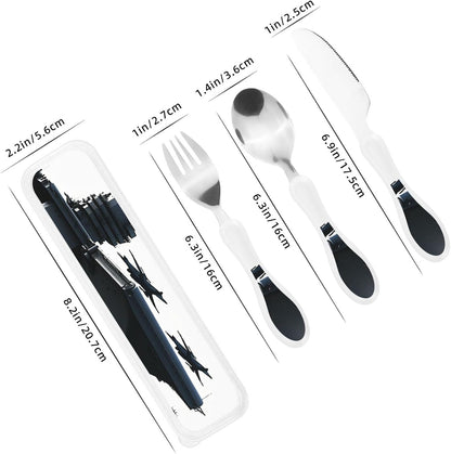 3-Piece Kids Silverware Set With Storage Case, Stainless Steel Reusable Children Safe Knife Spoon Fork Set African Lion Black And White Children Flatware Set For Kids Lunch Box
