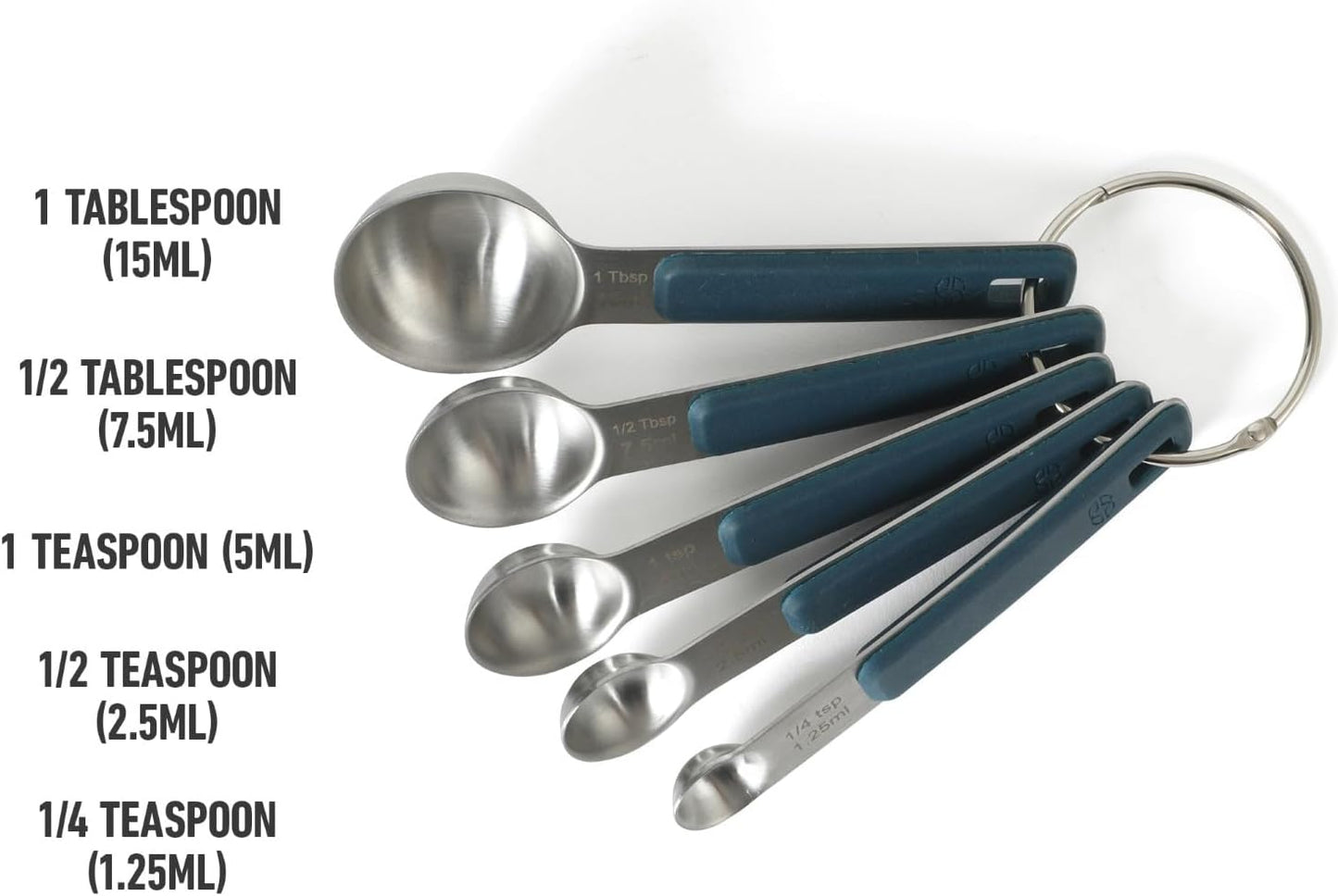 Calphalon Prime Measuring Cups, Kitchen Measurement Cup, 4-Piece Stainless Steel Kitchen Measuring Cup with Navy Silicone Handle Accurate, Durable for Dry and Liquid Ingredients