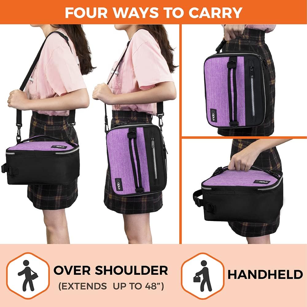 opux Insulated Lunch Box for Men Women Adult, Compact Lunch Bag for Kids Boy Girl Teen, Soft Lunch Cooler Bag for Work School, Leakproof Lunchbox Lunch Pail with Clip-on Buckle, Grey Flowers