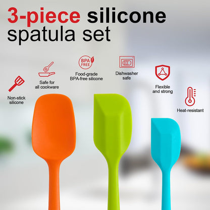 Silicone Spatula Set - Rubber Spatula - 600°F Heat Resistant Baking Spoon & Spatulas(Dark Grey)