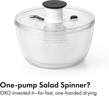 OXO Good Grips Salad Spinner | Lettuce Spinner | Fruit Washer | Fruit Washing Bowl with Strainer | Vegetable Cleaner | Salad Cleaner | Lettuce Washer | 6.22 Quart Capacity