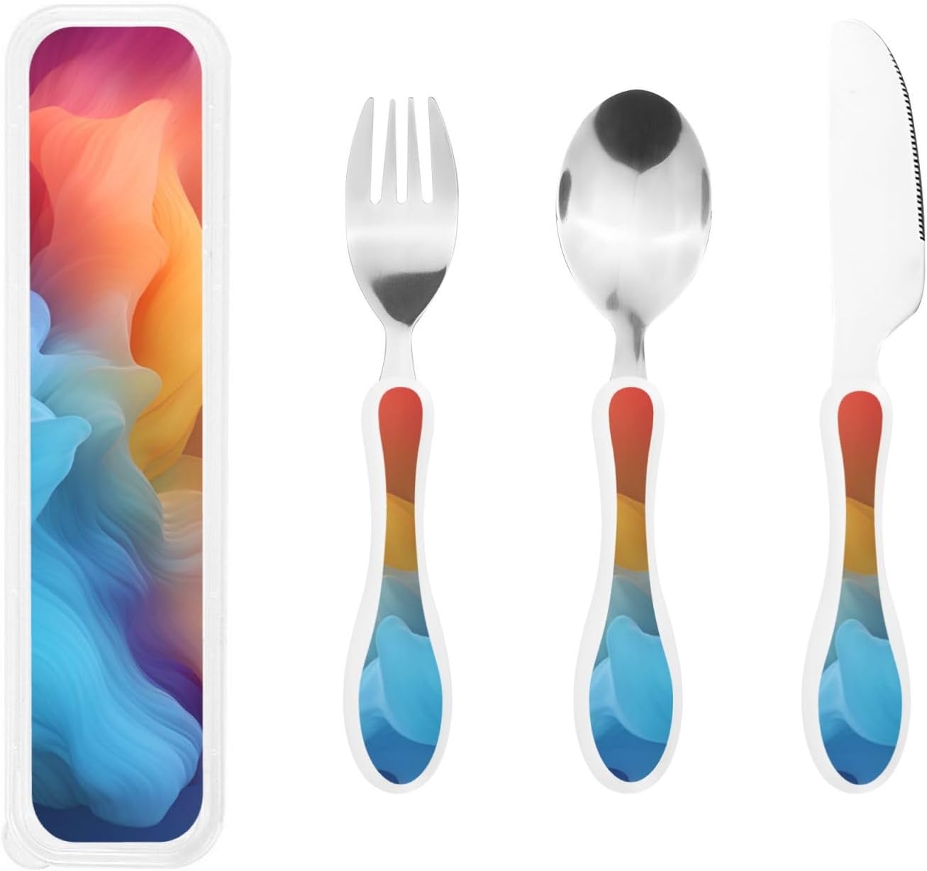 3-Piece Kids Silverware Set With Storage Case, Stainless Steel Reusable Children Safe Knife Spoon Fork Set Classic Cocktail Children Flatware Set For Kids Lunch Box