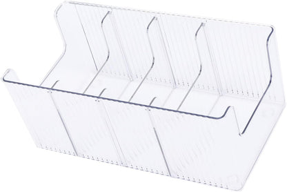 TARSHYRY Clear Plastic Food Storage Organizer Bins with 3 Removable Dividers for Pantry Kitchen Fridge Cabinet Organization and Storage Packet Tea Bag Coffee Sweetener Holder (Regular Version)