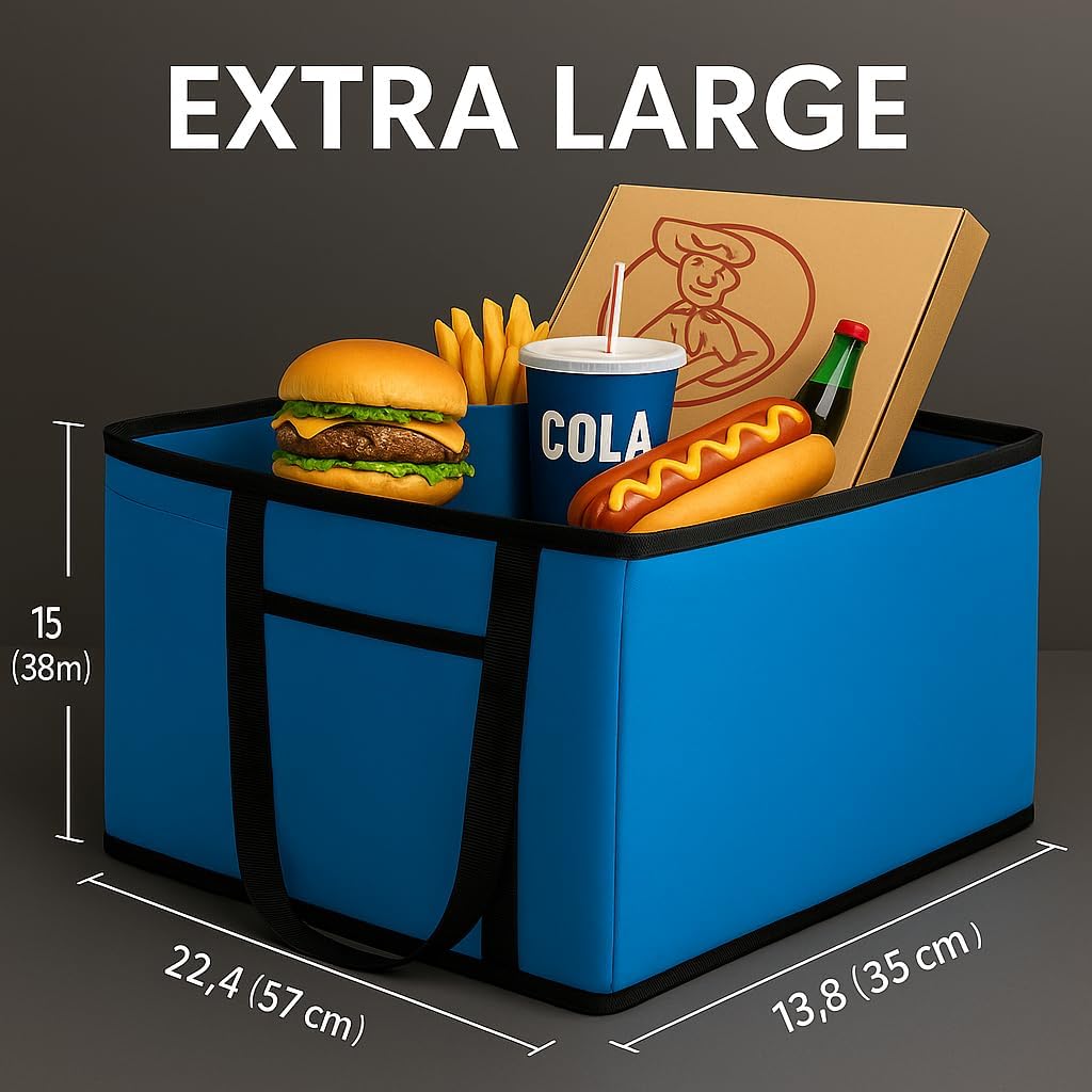 musbus Extra large XXXL Insulated Food Delivery Bag Cooler Bags Keep Food Warm Catering Therma Catering Bag for doordash 22x14x13 Cooler Bags Therma Shopper hot warming RED Pizza BLACK