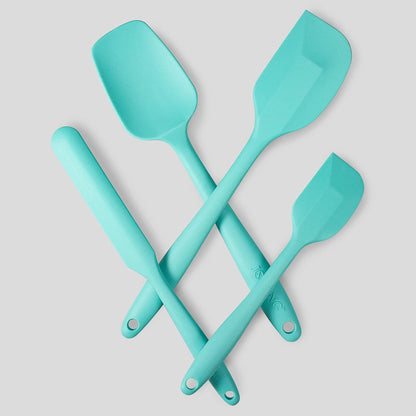 4 Piece Silicone Spatula Set, Flexible Heat Resistant Non-scratch Baking Cooking Rubber Spatulas with Stainless Steel Core, Black