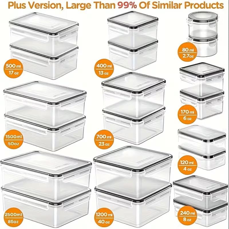 48-Piece Meal Prep Containers Set With Airtight Lids,BPA Free Food Storage Containers For Leftovers Leakproof Stackable Freezer/Microwave/Dishwasher Safe (24, Rectangular+Roud)