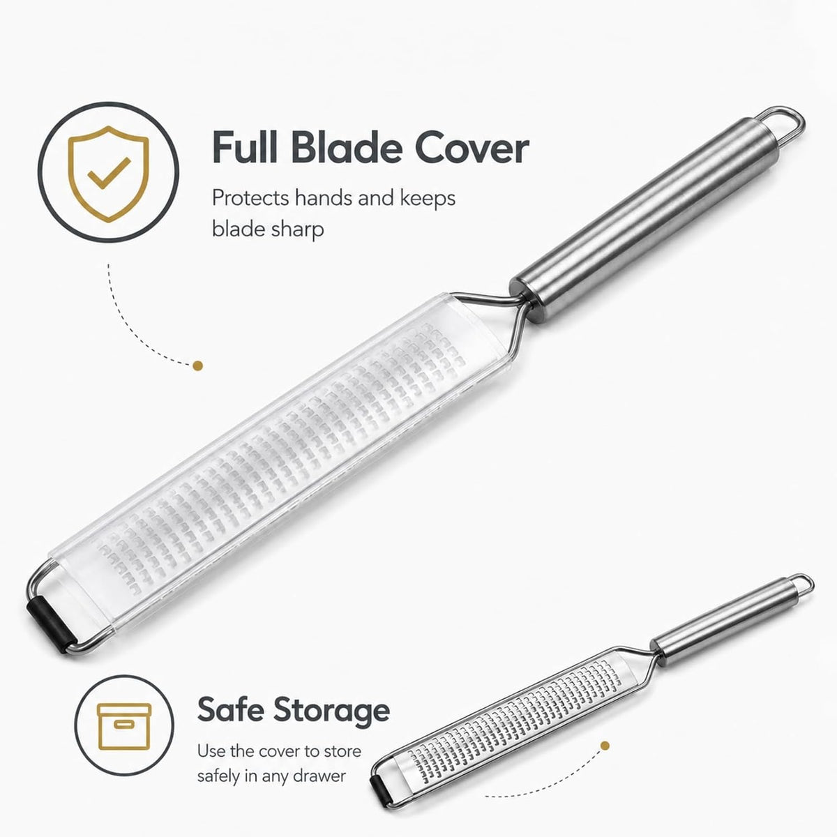 Fine Lemon Zester and Parmesan Cheese Grater, 304 Stainless Steel Blade