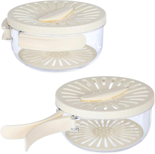 2 Pcs Fruit Washing Bowls, Multifunctional Veggie Colander with Foldable Handles, Fruit Strainer and Storage Bowl with Lid, Food Storage Container for Fridge or Outdoor Picnic