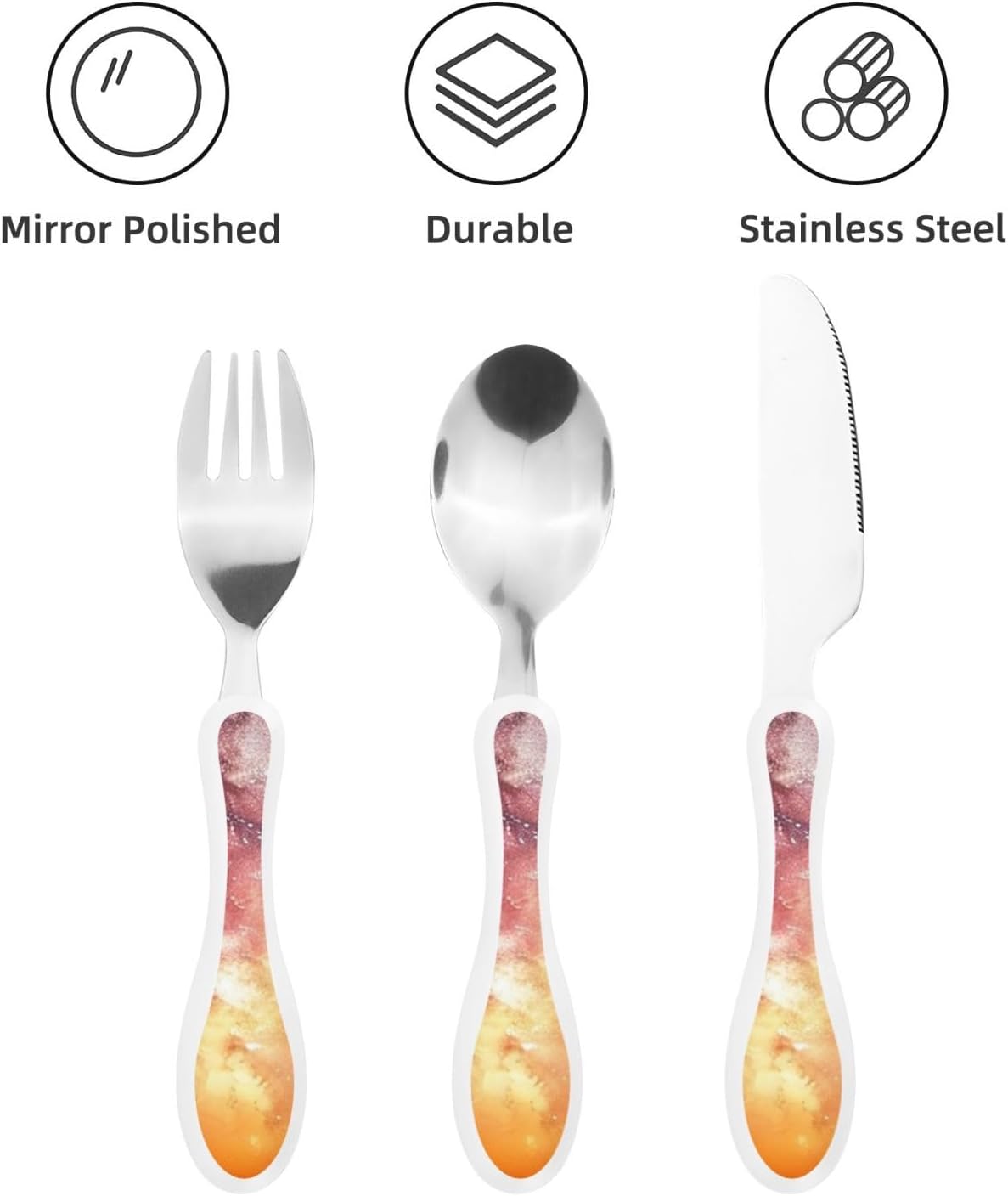 3-Piece Kids Silverware Set With Storage Case, Stainless Steel Reusable Children Safe Knife Spoon Fork Set Cute Kittens Children Flatware Set For Kids Lunch Box