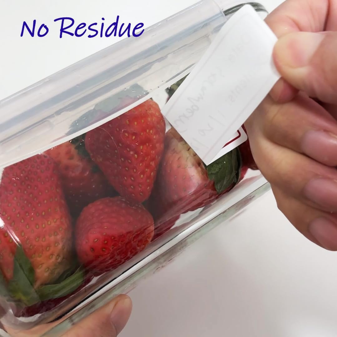 300pcs Removable Freezer Labels, 1 x 2 Inch Food Labels to Write on Food Storage Stickers Date Label, Waterproof Oil Resistant Canning Labels Jar Labels Freezer Paper Label, Clean Leaves No Residue