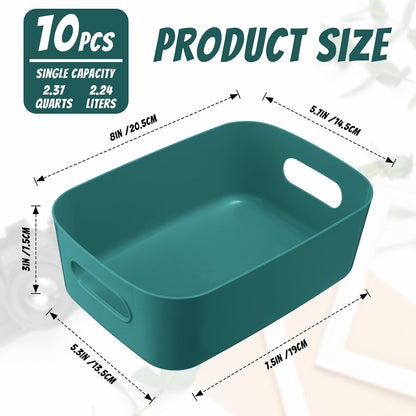 Zopeal Plastic Storage Bins 10 Pcs White Pantry Organizer Bins Small Baskets Storage Containers for Home Kitchen (10 x 7 x 6 Inch)