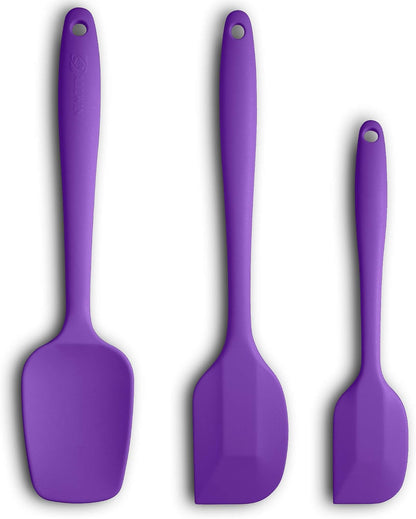 Silicone Spatula 3-piece Set, Ergonomic Handle High Heat-Resistant Spatulas, Non-stick Rubber Spatulas with Stainless Steel Core, Black