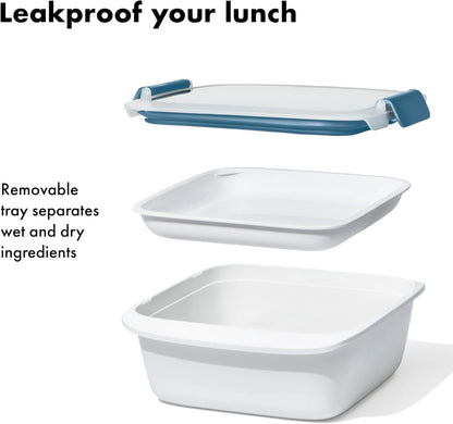 OXO Good Grips Prep & Go Snack & Dip Container, Snack Fuss-Free on the Move, Leakproof Reusable Small Meal Food Storage and Lid, Food Containers with Lids, Snack Organizer, 1.6 Cups/0.4 L