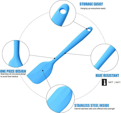 Silicone Spatulas Set, Rubber Spoon Spatula Heat Resistant Spoonula One Piece Design Seamless Spatula Non-Stick Scrapers Baking Mixing Tool (Dark Blue)