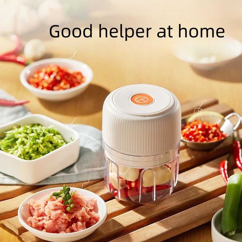 Electric Garlic Chopper, 250ML USB, Mini Vegetable Onion Chopper White Col