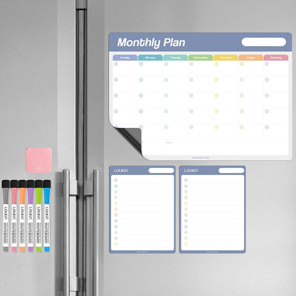 loukin Dry Erase Checklists 4 Pack, Electrostatic Clings to Any Shiny Surface, 7.9"×5.9" Whiteboard Shopping List, Reusable to do List for Office, Classroom, Refrigerator, 6 Markers&1 Eraser Included